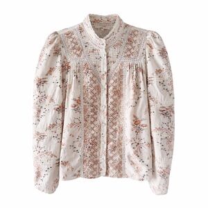 LoveShackFancy Laredo Top Floral Amber Dust Size Medium
